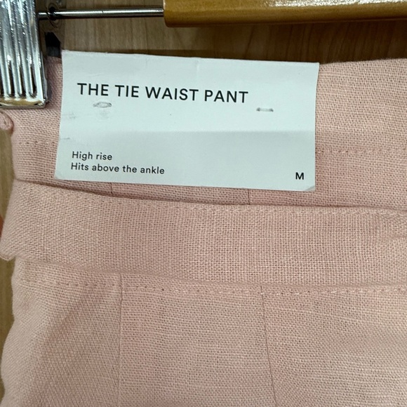 Ann Taylor Women’s The Tie Waist Pink Linen Pants High Rise, Above The Ankle M - Picture 2 of 8